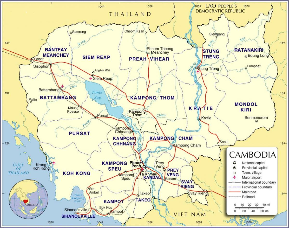 Kort over Cambodja vej