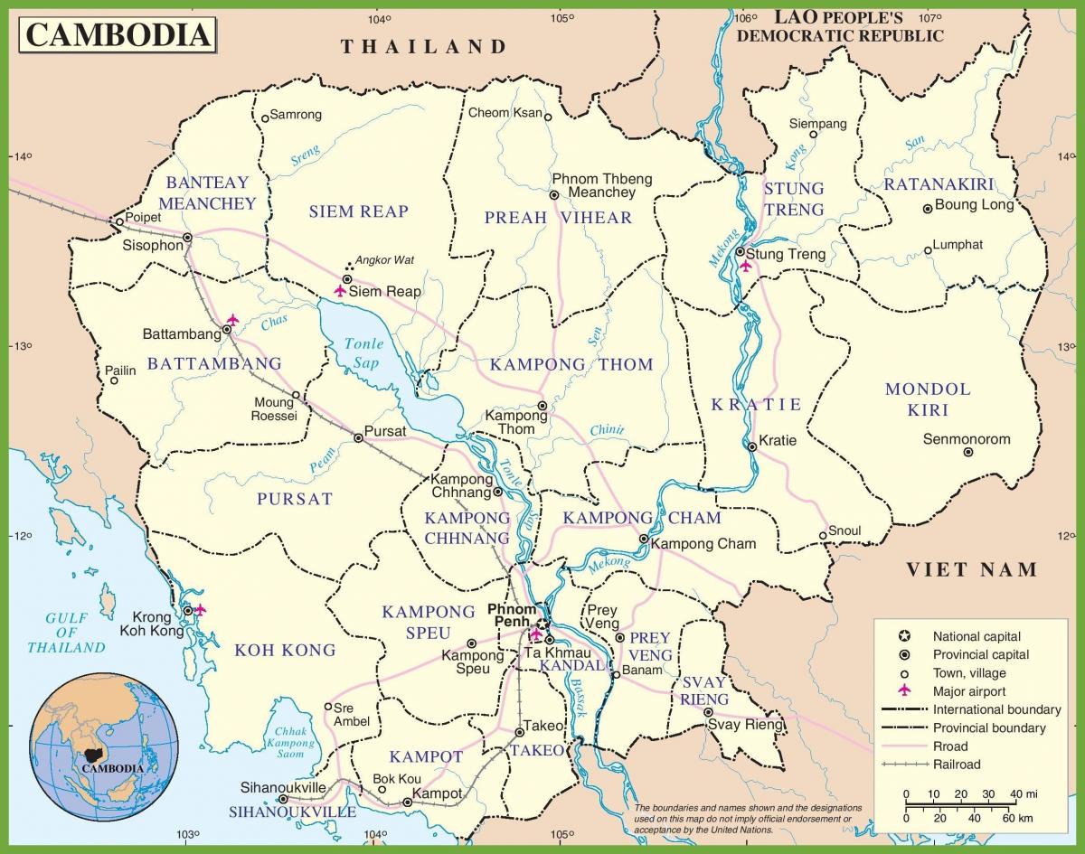 Kort over Cambodja politiske